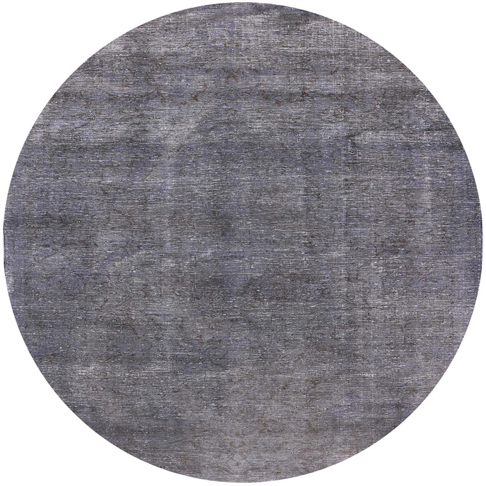 Round Mid-Century Modern Silver Gray Oriental Rug, urb1880