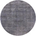 Round Mid-Century Modern Silver Gray Oriental Rug, urb1880