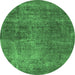 Round Oriental Emerald Green Industrial Rug, urb1881emgrn