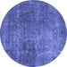 Round Oriental Blue Industrial Rug, urb1881blu