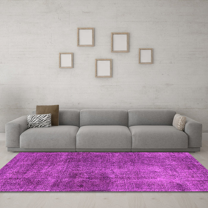 Machine Washable Oriental Pink Industrial Rug in a Living Room, wshurb1881pnk