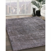 Mid-Century Modern Gunmetal Gray Oriental Rug, urb1881