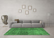 Machine Washable Oriental Emerald Green Industrial Area Rugs in a Living Room,, wshurb1881emgrn