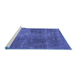 Sideview of Machine Washable Oriental Blue Industrial Rug, wshurb1881blu