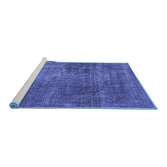 Sideview of Machine Washable Oriental Blue Industrial Rug, wshurb1881blu