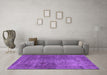 Machine Washable Oriental Purple Industrial Area Rugs in a Living Room, wshurb1881pur