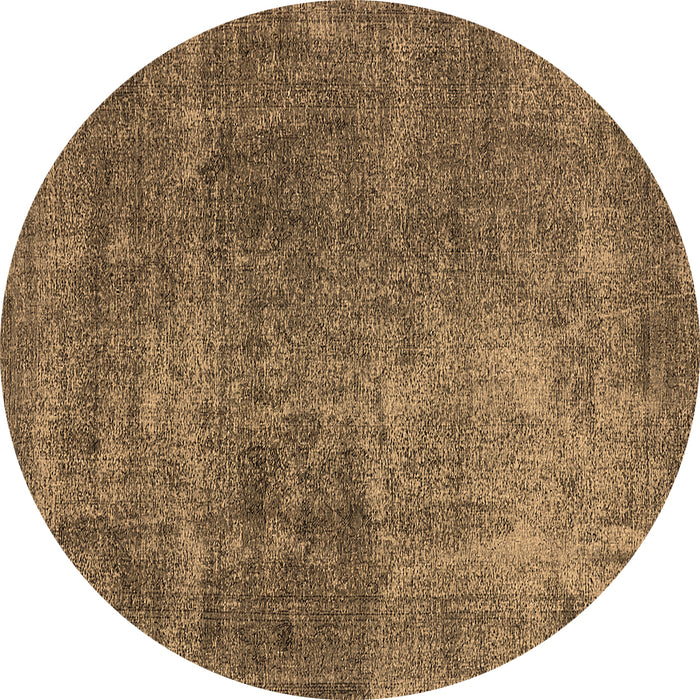Round Oriental Brown Industrial Rug, urb1881brn