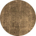 Round Oriental Brown Industrial Rug, urb1881brn