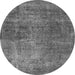 Round Oriental Gray Industrial Rug, urb1881gry