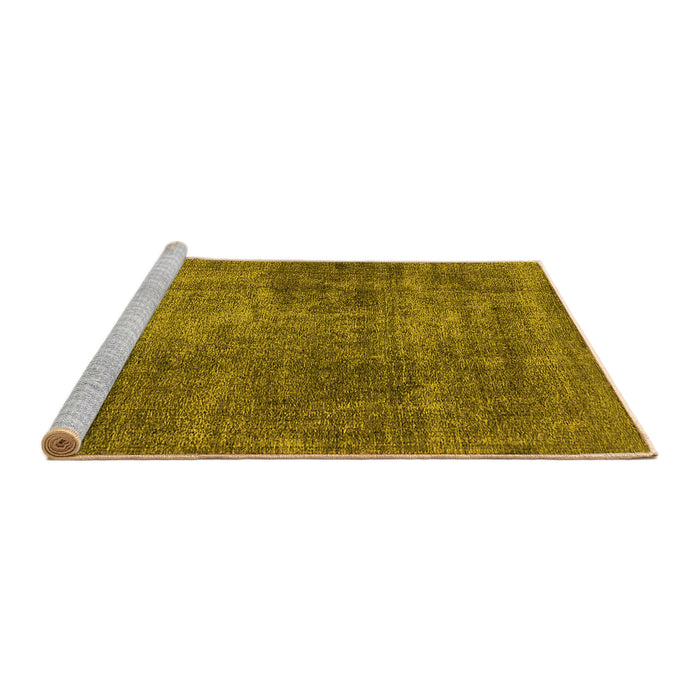 Sideview of Machine Washable Oriental Yellow Industrial Rug, wshurb1881yw