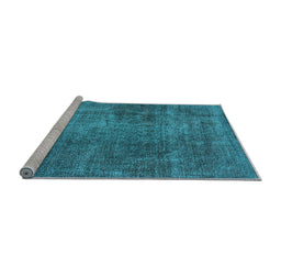 Sideview of Machine Washable Oriental Light Blue Industrial Rug, wshurb1881lblu