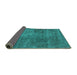 Sideview of Oriental Turquoise Industrial Rug, urb1881turq