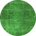 Round Oriental Green Industrial Rug, urb1881grn