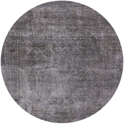 Round Machine Washable Industrial Modern Gunmetal Gray Rug, wshurb1881