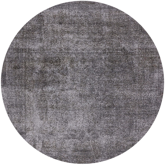 Round Machine Washable Industrial Modern Gunmetal Gray Rug, wshurb1881