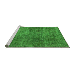 Sideview of Machine Washable Oriental Green Industrial Area Rugs, wshurb1881grn