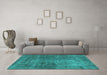 Machine Washable Oriental Turquoise Industrial Area Rugs in a Living Room,, wshurb1881turq