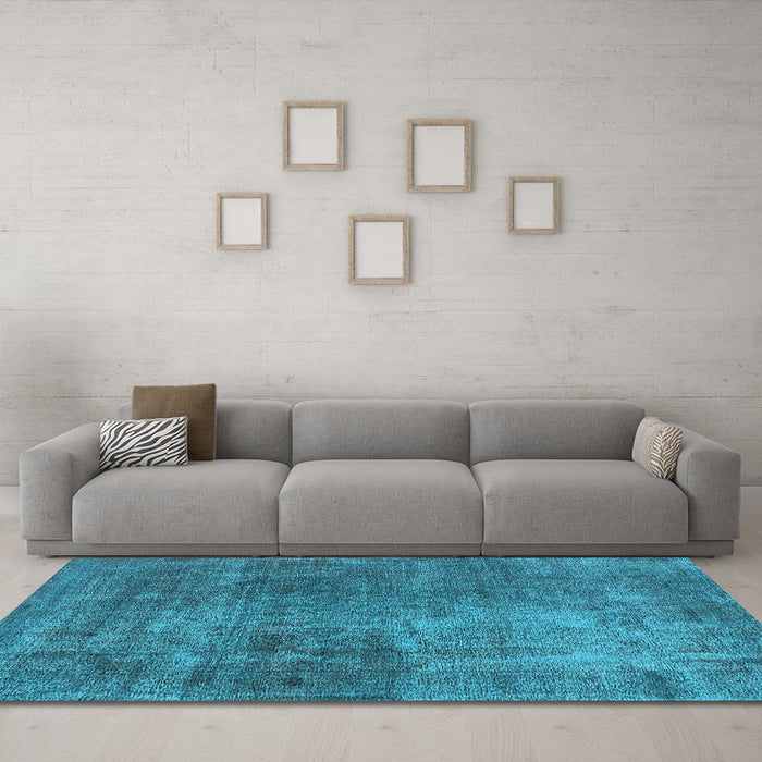 Machine Washable Oriental Light Blue Industrial Rug in a Living Room, wshurb1881lblu