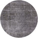 Round Mid-Century Modern Gunmetal Gray Oriental Rug, urb1881