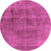 Round Machine Washable Oriental Purple Industrial Area Rugs, wshurb1882pur