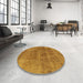 Round Machine Washable Industrial Modern Dark Orange Rug in a Office, wshurb1882