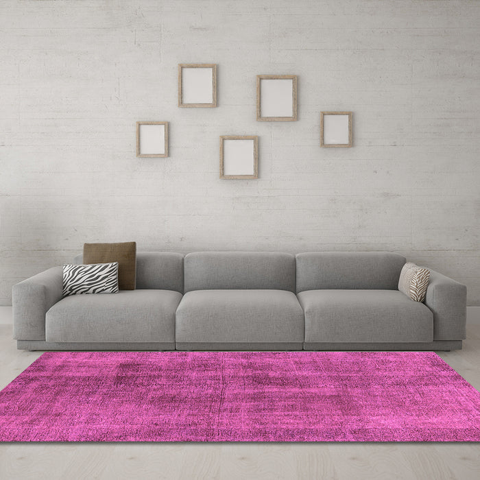 Machine Washable Oriental Purple Industrial Area Rugs in a Living Room, wshurb1882pur