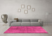 Machine Washable Oriental Pink Industrial Rug in a Living Room, wshurb1882pnk