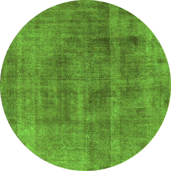 Round Machine Washable Oriental Green Industrial Area Rugs, wshurb1882grn