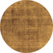 Round Oriental Brown Industrial Rug, urb1882brn