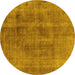 Round Oriental Yellow Industrial Rug, urb1882yw