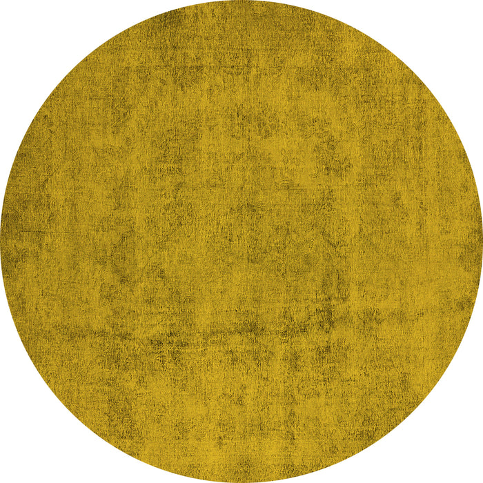 Round Oriental Yellow Industrial Rug, urb1883yw