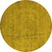 Round Oriental Yellow Industrial Rug, urb1883yw