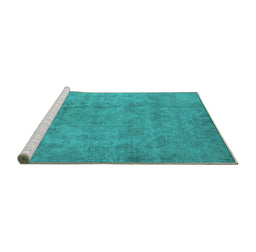 Sideview of Machine Washable Oriental Turquoise Industrial Area Rugs, wshurb1883turq