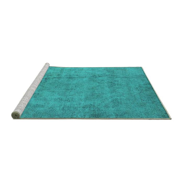 Sideview of Machine Washable Oriental Turquoise Industrial Area Rugs, wshurb1883turq