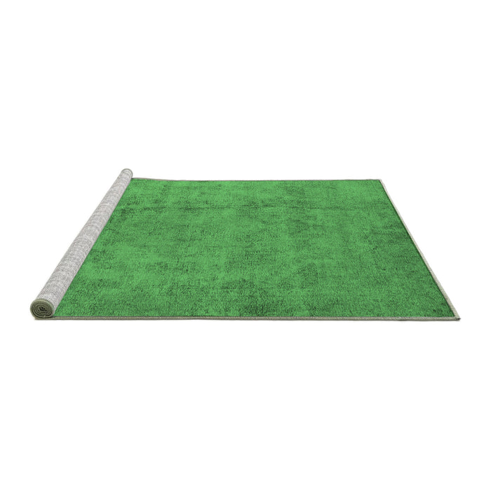Sideview of Machine Washable Oriental Emerald Green Industrial Area Rugs, wshurb1883emgrn
