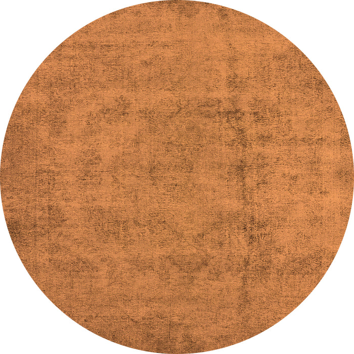 Round Machine Washable Oriental Orange Industrial Area Rugs, wshurb1883org