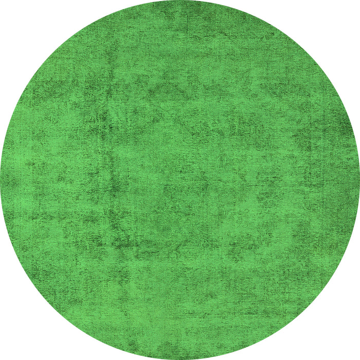 Round Machine Washable Oriental Green Industrial Area Rugs, wshurb1883grn