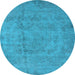 Round Oriental Light Blue Industrial Rug, urb1883lblu