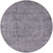 Round Machine Washable Industrial Modern Dark Gray Rug, wshurb1883