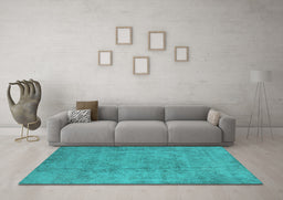 Machine Washable Oriental Turquoise Industrial Area Rugs in a Living Room,, wshurb1883turq