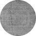 Round Machine Washable Oriental Gray Industrial Rug, wshurb1883gry