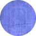 Round Oriental Blue Industrial Rug, urb1883blu