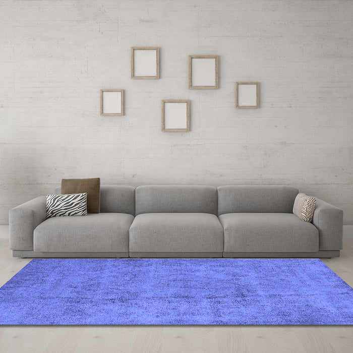 Machine Washable Oriental Blue Industrial Rug in a Living Room, wshurb1883blu