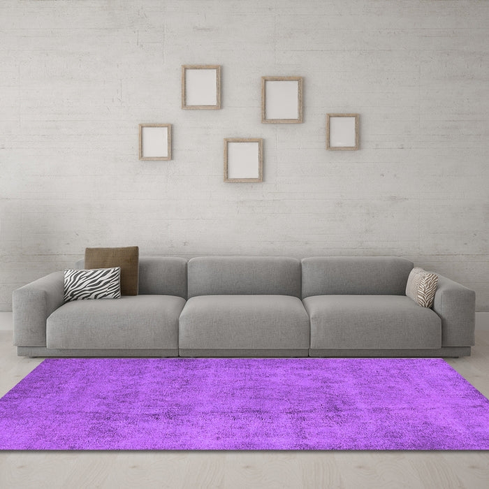 Machine Washable Oriental Purple Industrial Area Rugs in a Living Room, wshurb1883pur