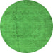 Round Oriental Green Industrial Rug, urb1883grn