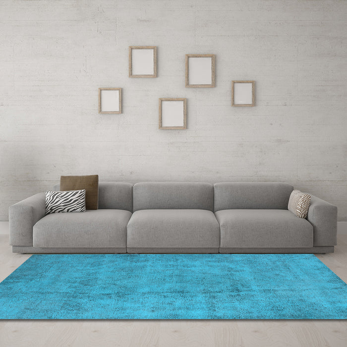Machine Washable Oriental Light Blue Industrial Rug in a Living Room, wshurb1883lblu