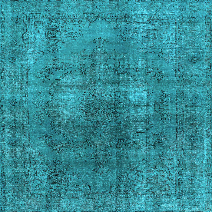 Square Machine Washable Oriental Light Blue Industrial Rug, wshurb1884lblu