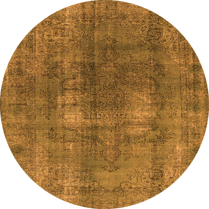 Round Oriental Orange Industrial Rug, urb1884org