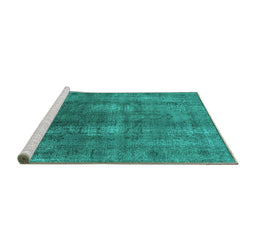 Sideview of Machine Washable Oriental Turquoise Industrial Area Rugs, wshurb1884turq