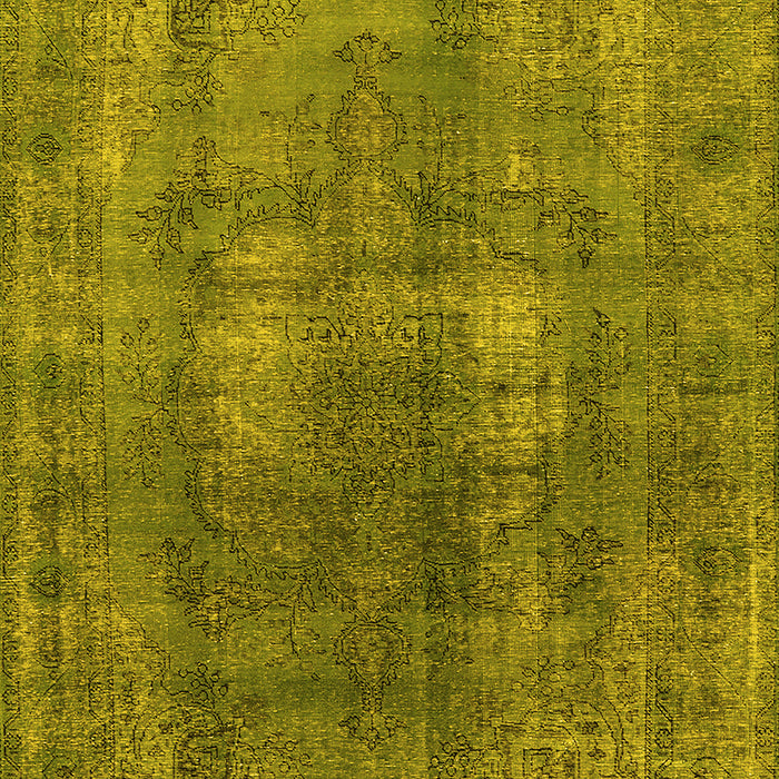 Machine Washable Oriental Yellow Industrial Rug, wshurb1884yw